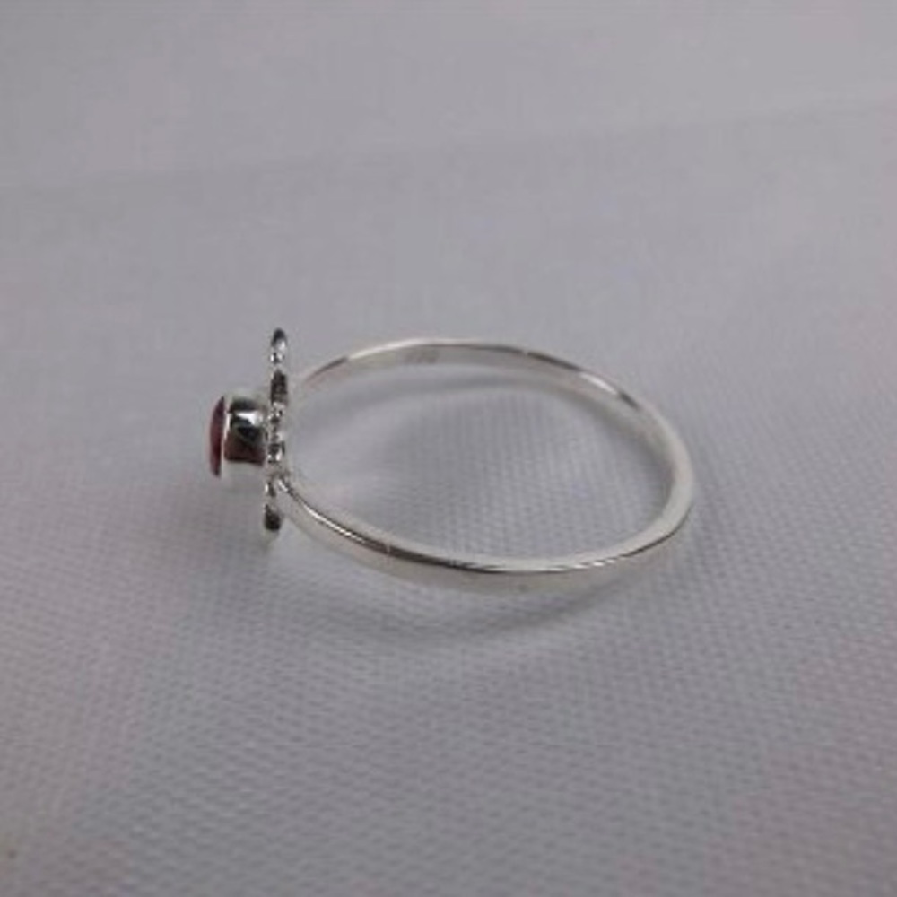 Sterling Silver Ruby Flower Ring Size 9.5 - image 2